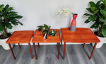 REFINISHED Danish Mid Century Modern 3 Teak Nesting Tables by Mobelintarsia 3