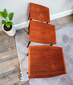 REFINISHED Danish Mid Century Modern 3 Teak Nesting Tables by Mobelintarsia 6