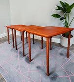 REFINISHED Danish Mid Century Modern 3 Teak Nesting Tables by Mobelintarsia 7