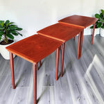 REFINISHED Danish Mid Century Modern 3 Teak Nesting Tables by Mobelintarsia 8