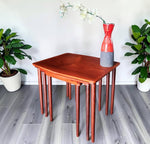 REFINISHED Danish Mid Century Modern 3 Teak Nesting Tables by Mobelintarsia 9