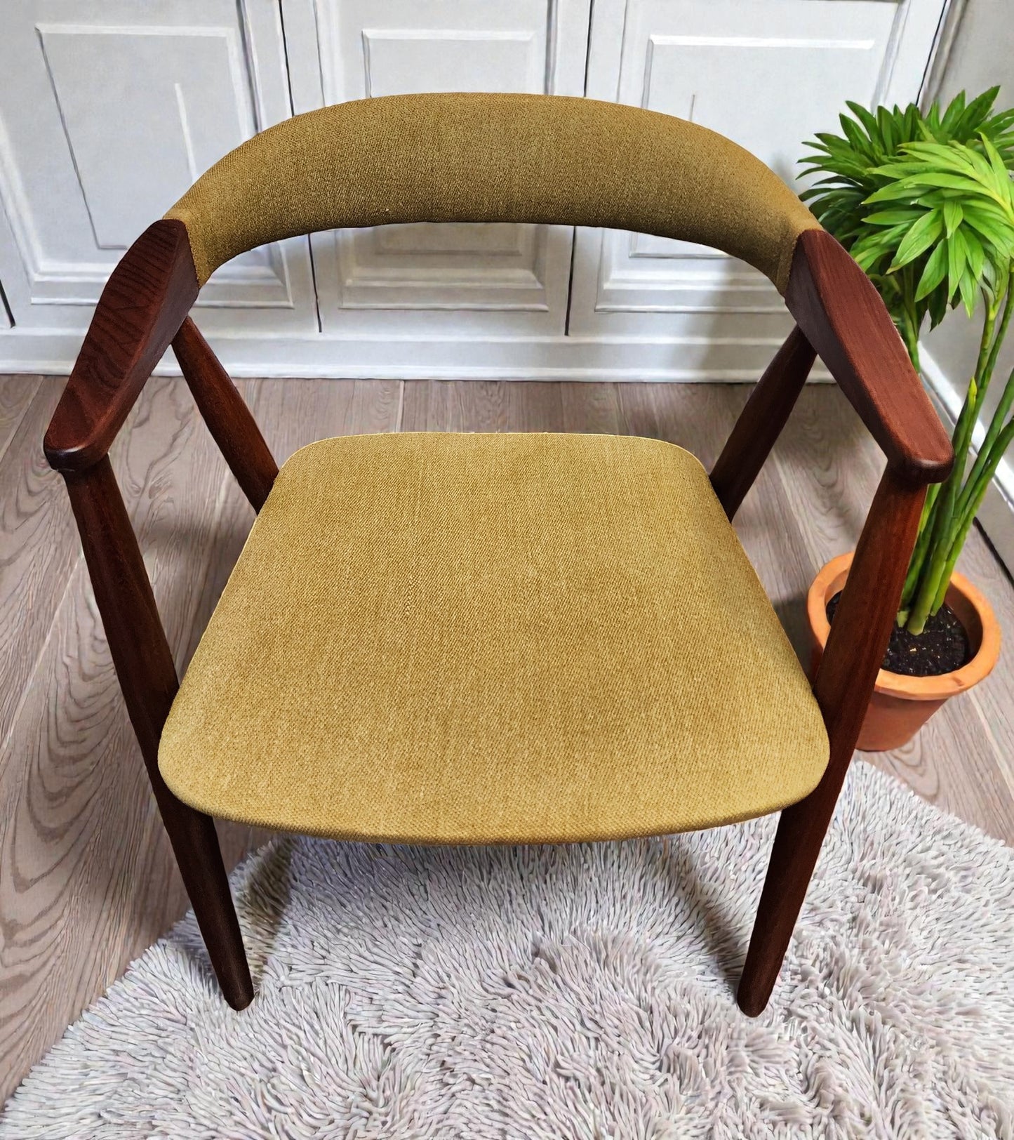 REFINISHED Danish Mid Century Modern Teak Armchair by Th. Harlev