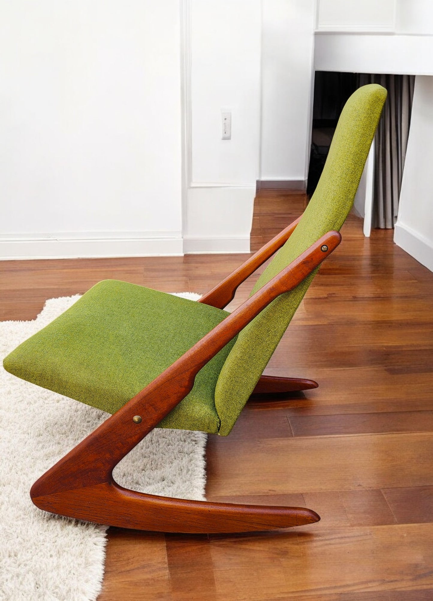 REFINISHED Danish MCM Teak Boomerang Rocking Chair by Mogens Kold