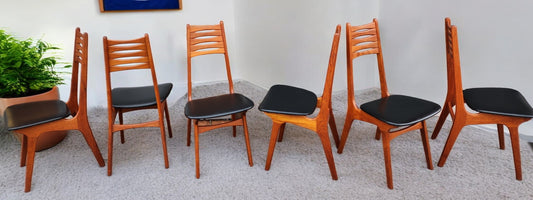 6 RESTORED Danish Mid Century Modern Teak Chairs Model 83 by Boltinge