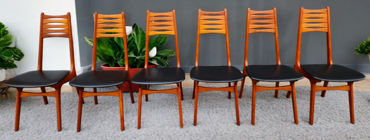 6 RESTORED Danish Mid Century Modern Teak Chairs Model 83 by Boltinge