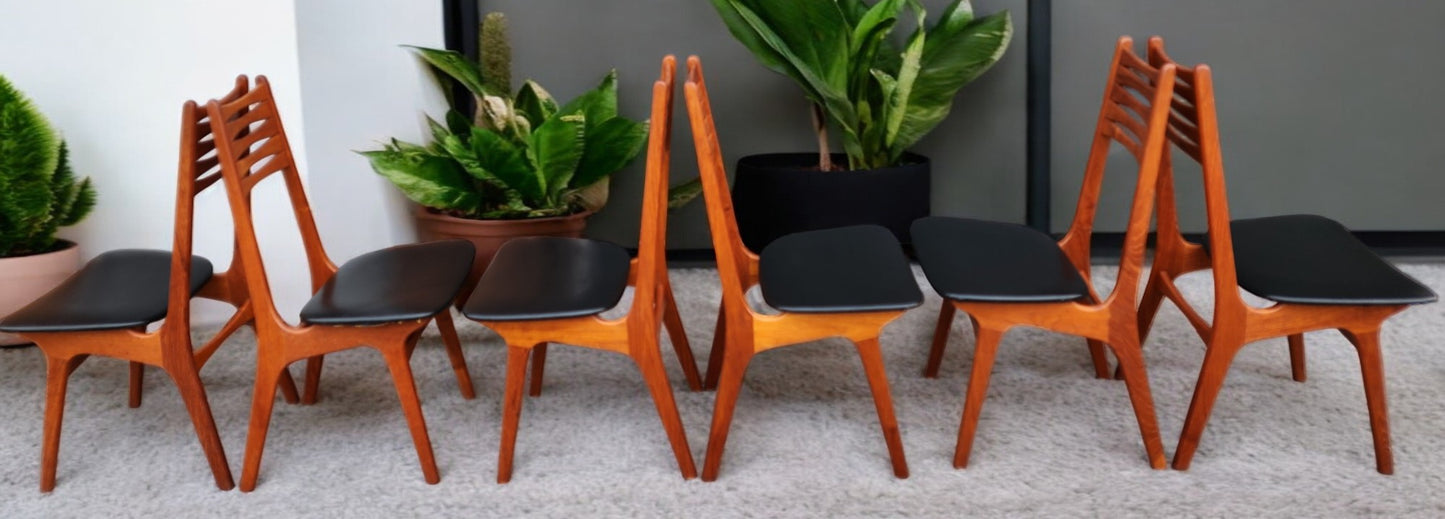 6 RESTORED Danish Mid Century Modern Teak Chairs Model 83 by Boltinge