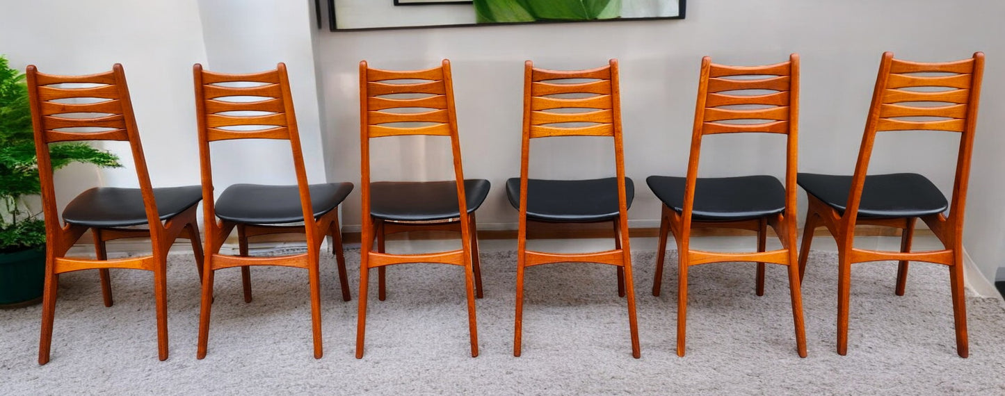 6 RESTORED Danish Mid Century Modern Teak Chairs Model 83 by Boltinge