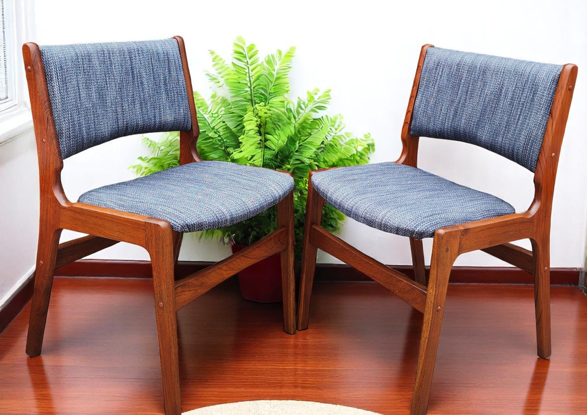 6  REFINISHED REUPHOLSTERED Danish Mid Century Modern Teak Chairs by Eric Buch