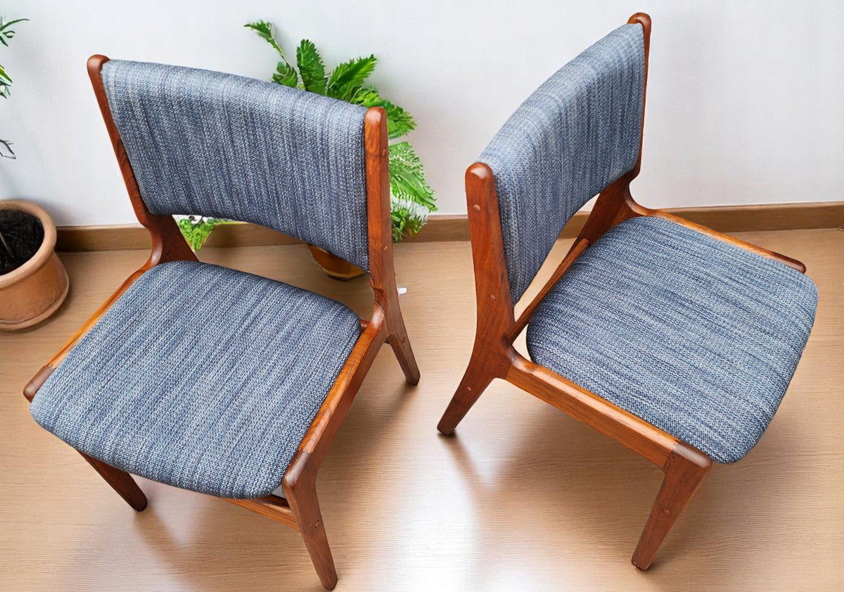 6  REFINISHED REUPHOLSTERED Danish Mid Century Modern Teak Chairs by Eric Buch