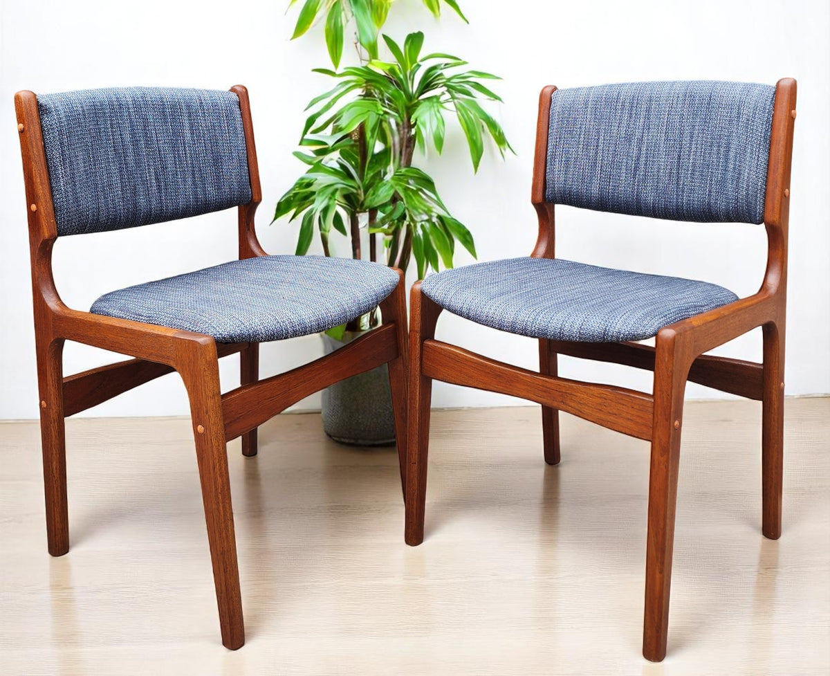 6  REFINISHED REUPHOLSTERED Danish Mid Century Modern Teak Chairs by Eric Buch