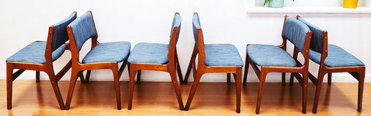 6  REFINISHED REUPHOLSTERED Danish Mid Century Modern Teak Chairs by Eric Buch