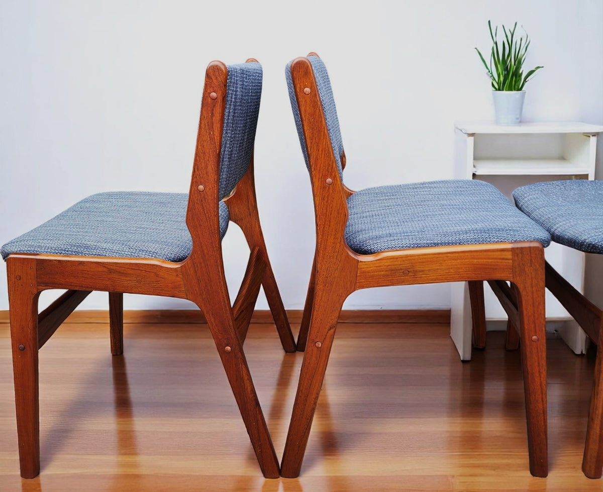 6  REFINISHED REUPHOLSTERED Danish Mid Century Modern Teak Chairs by Eric Buch