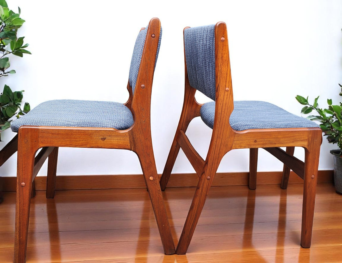 6  REFINISHED REUPHOLSTERED Danish Mid Century Modern Teak Chairs by Eric Buch