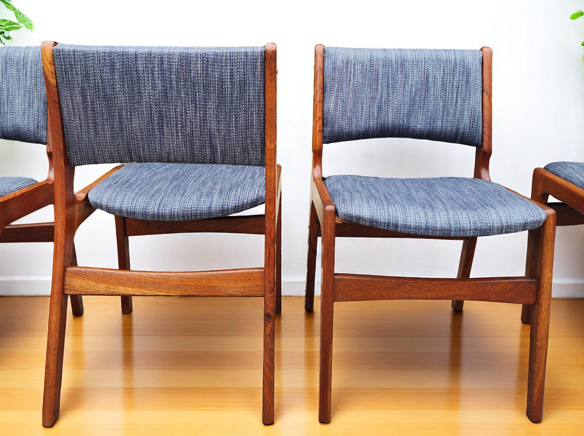 6  REFINISHED REUPHOLSTERED Danish Mid Century Modern Teak Chairs by Eric Buch