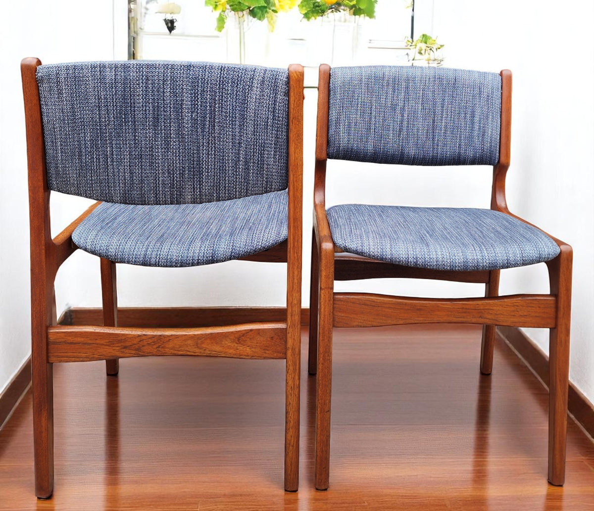 6  REFINISHED REUPHOLSTERED Danish Mid Century Modern Teak Chairs by Eric Buch