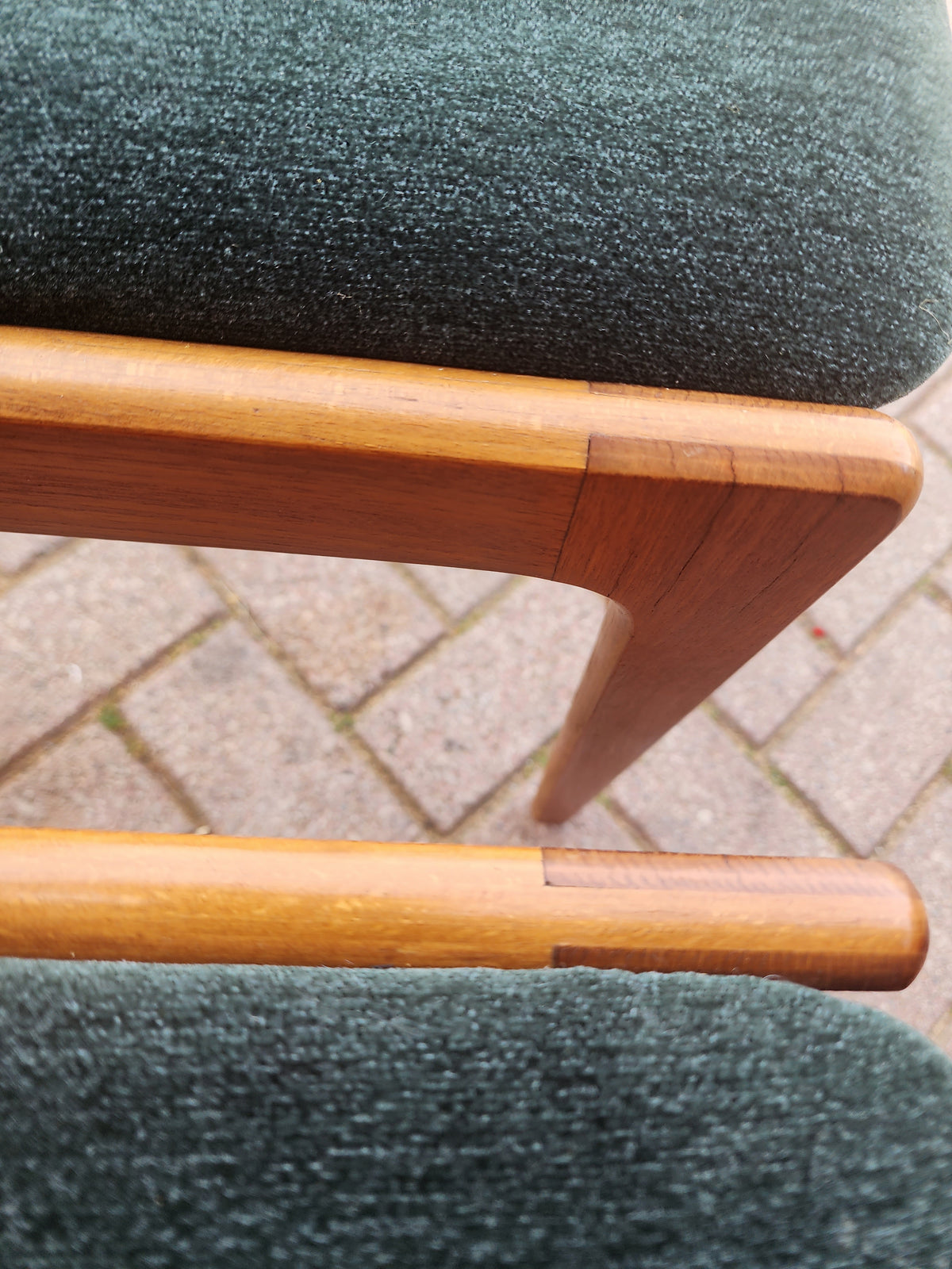 6 RESTORED REUPHOLSTERED in wool mohair Danish Mid Century Modern Teak Chairs by Erik Buch