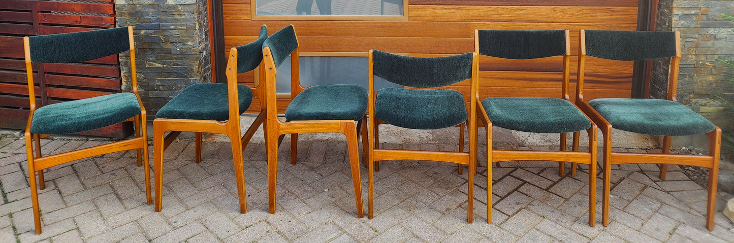 6 RESTORED REUPHOLSTERED in wool mohair Danish Mid Century Modern Teak Chairs by Erik Buch