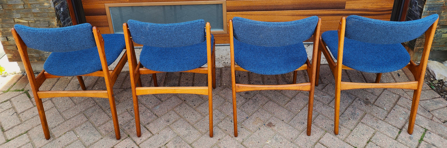 4 REFINISHED REUPHOLSTERED Danish Mid Century Modern Teak Chairs by Erik Buch