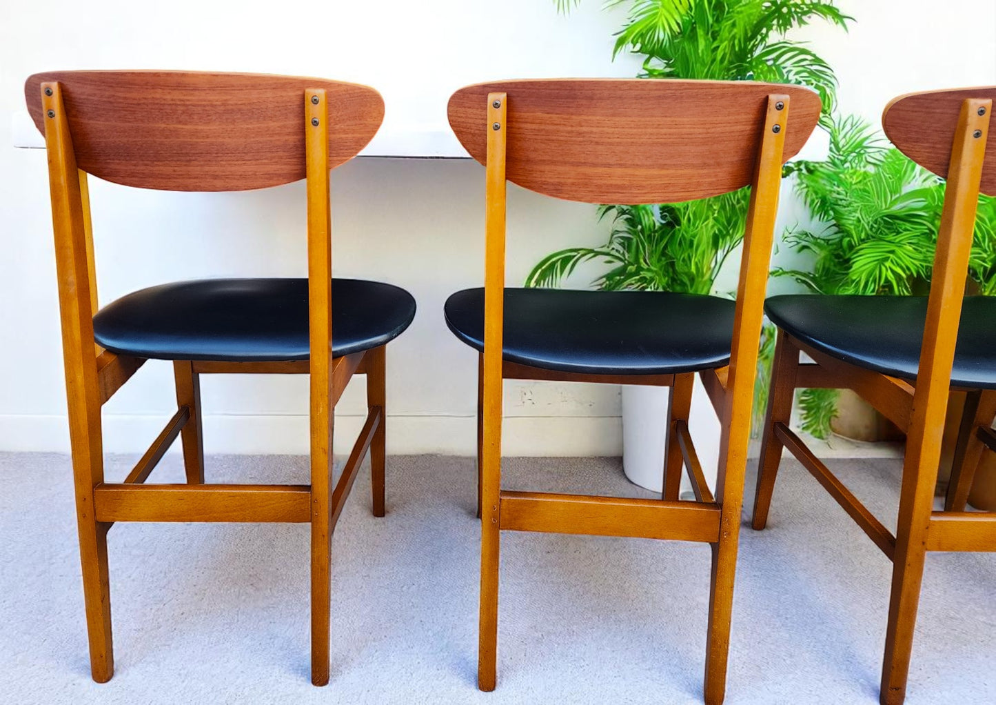 4 RESTORED Danish Mid Century Modern Teak Chairs by Farstrup