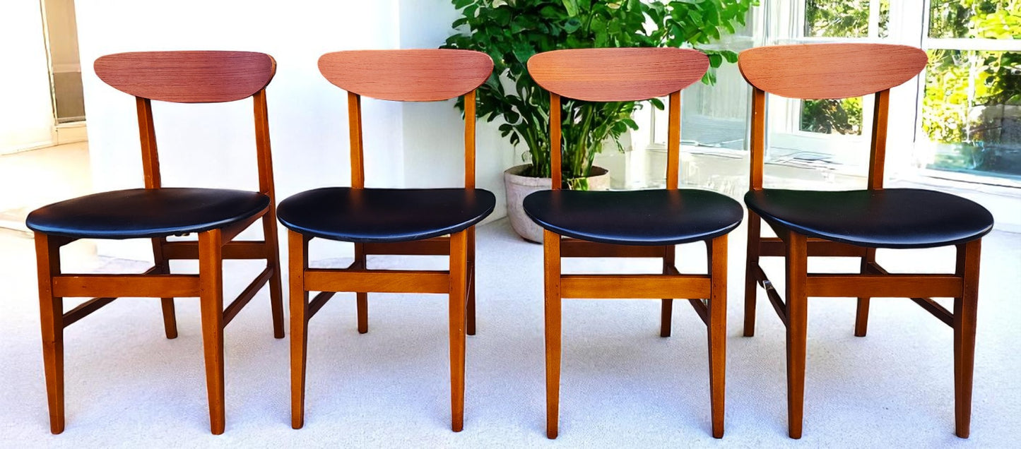 4 RESTORED Danish Mid Century Modern Teak Chairs by Farstrup