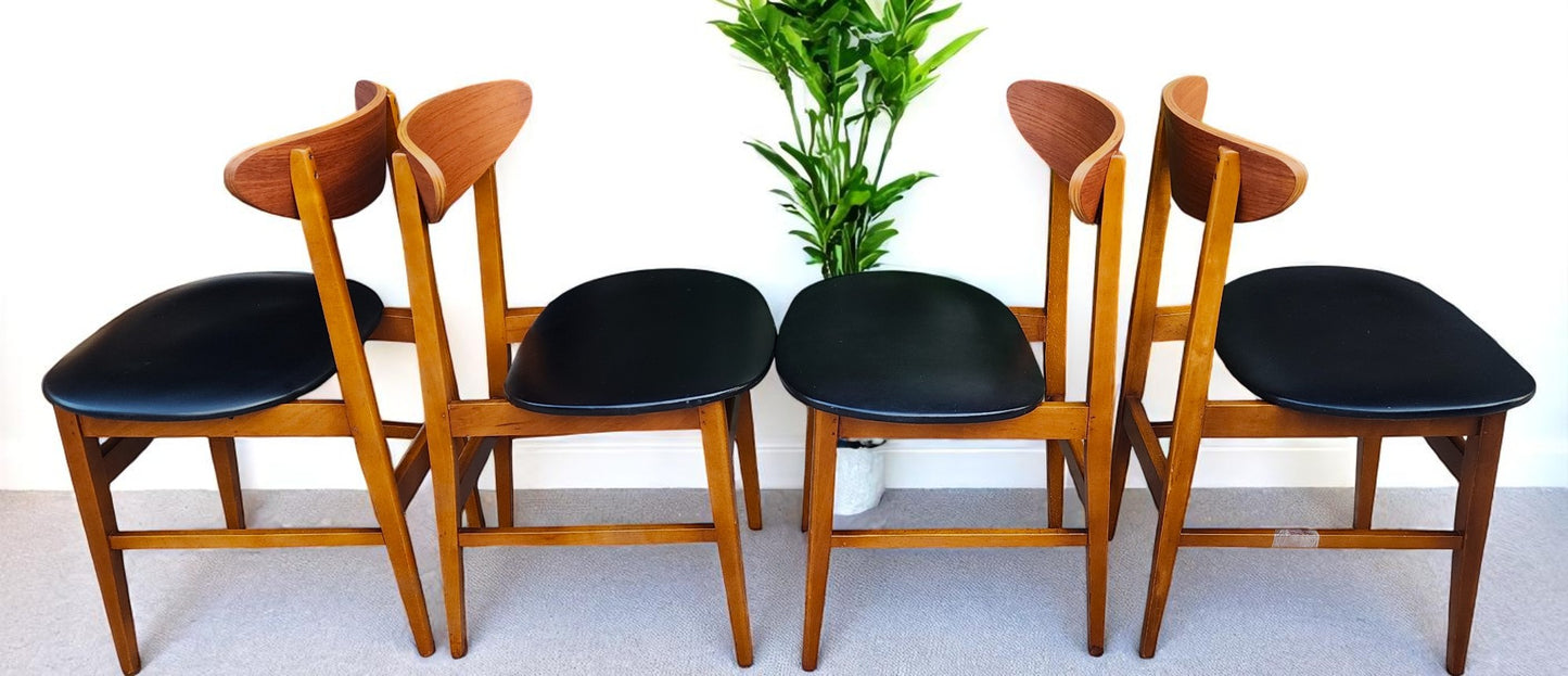 4 RESTORED Danish Mid Century Modern Teak Chairs by Farstrup