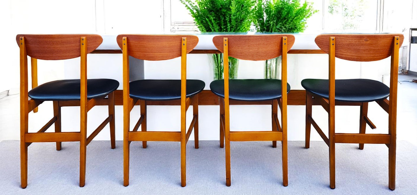 4 RESTORED Danish Mid Century Modern Teak Chairs by Farstrup