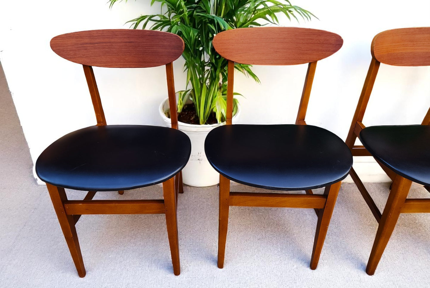4 RESTORED Danish Mid Century Modern Teak Chairs by Farstrup
