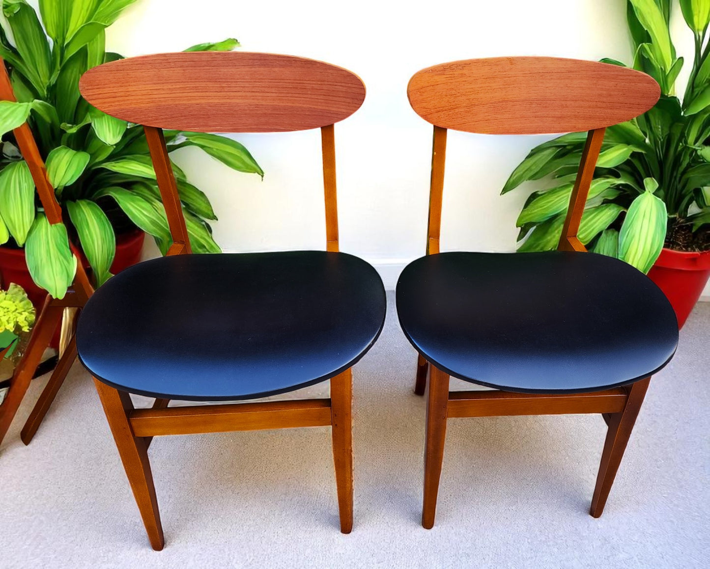 4 RESTORED Danish Mid Century Modern Teak Chairs by Farstrup
