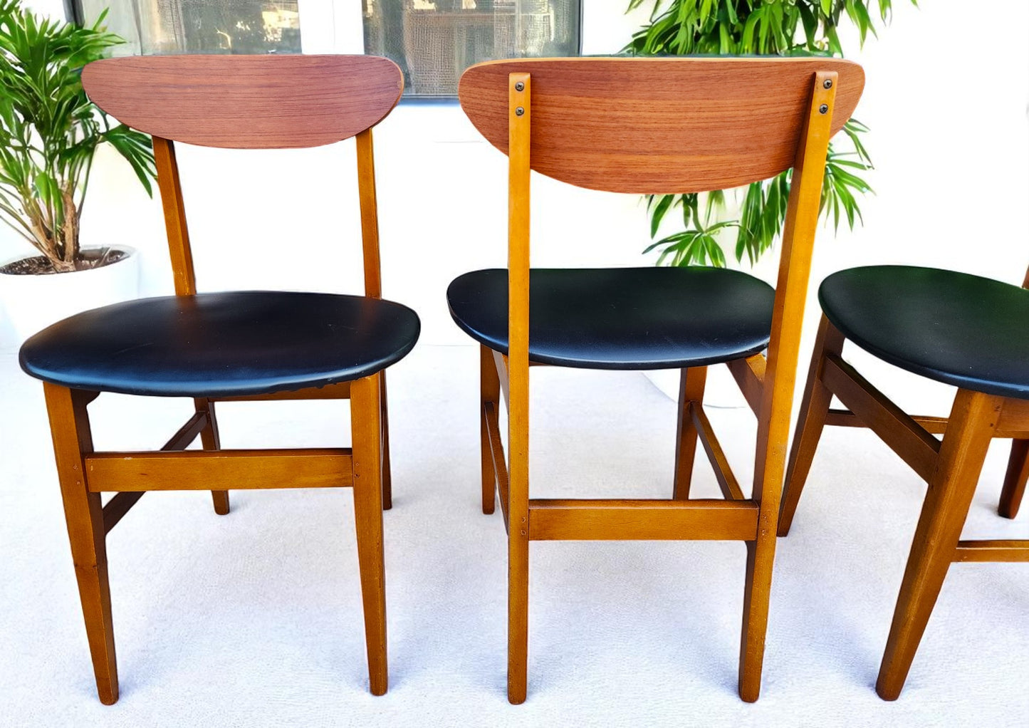 4 RESTORED Danish Mid Century Modern Teak Chairs by Farstrup