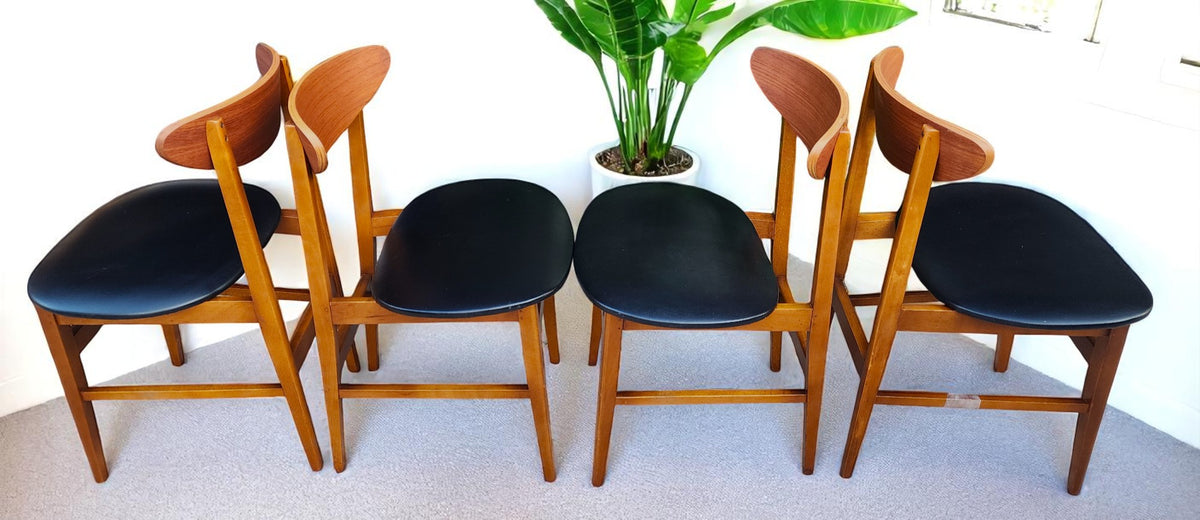4 RESTORED Danish Mid Century Modern Teak Chairs by Farstrup
