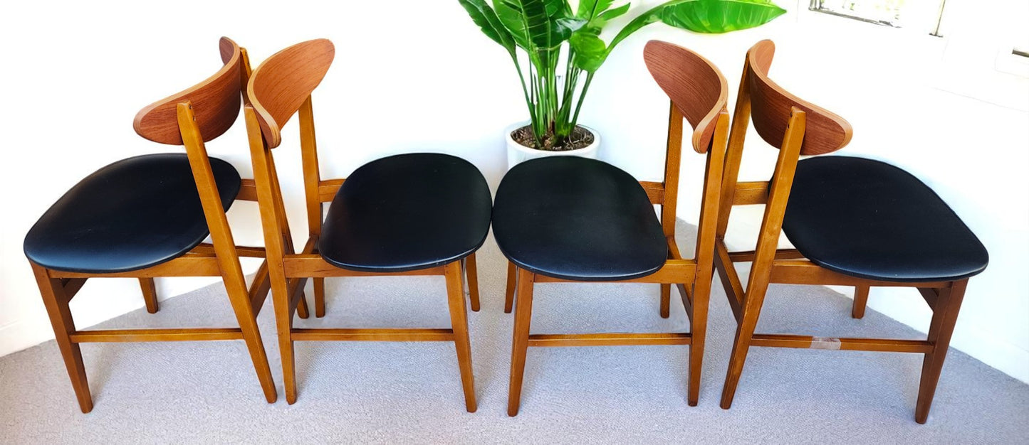 4 RESTORED Danish Mid Century Modern Teak Chairs by Farstrup