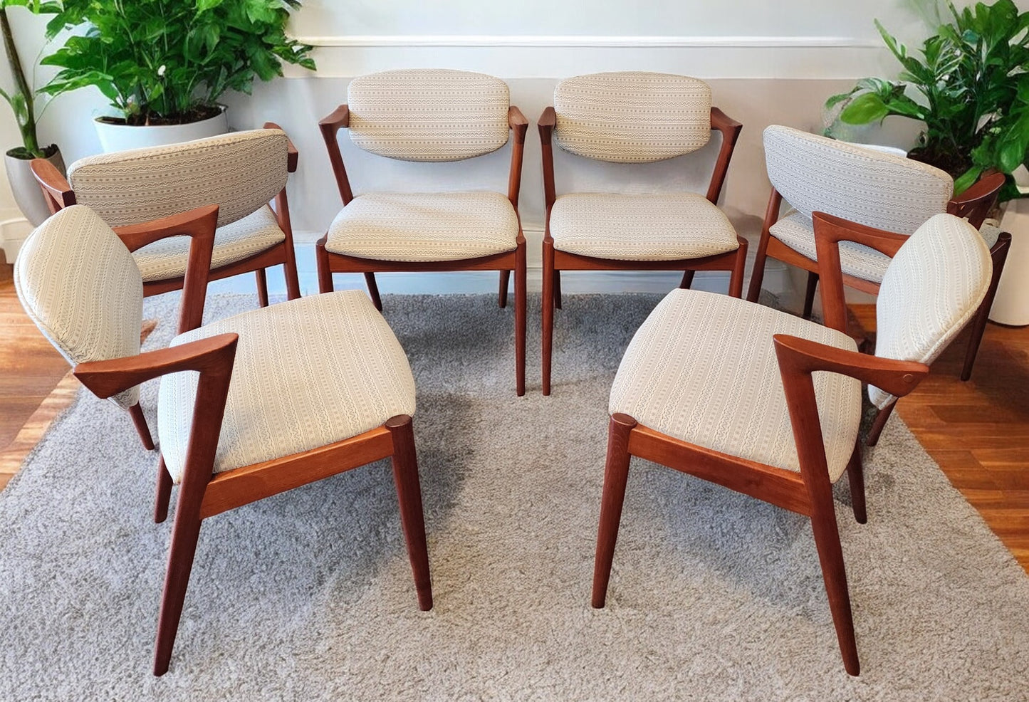 6 Danish Mid Century Modern Teak Chairs by Kai Kristiansen, Model 42