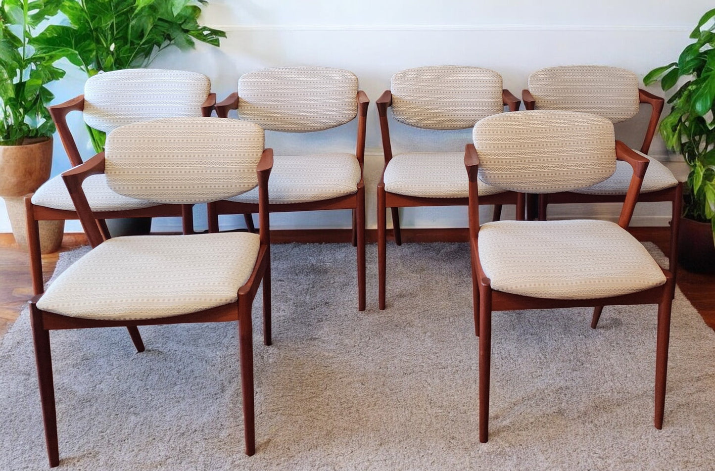 6 Danish Mid Century Modern Teak Chairs by Kai Kristiansen, Model 42