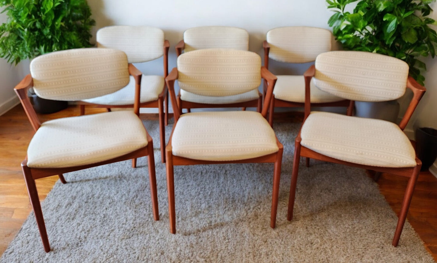 6 Danish Mid Century Modern Teak Chairs by Kai Kristiansen, Model 42