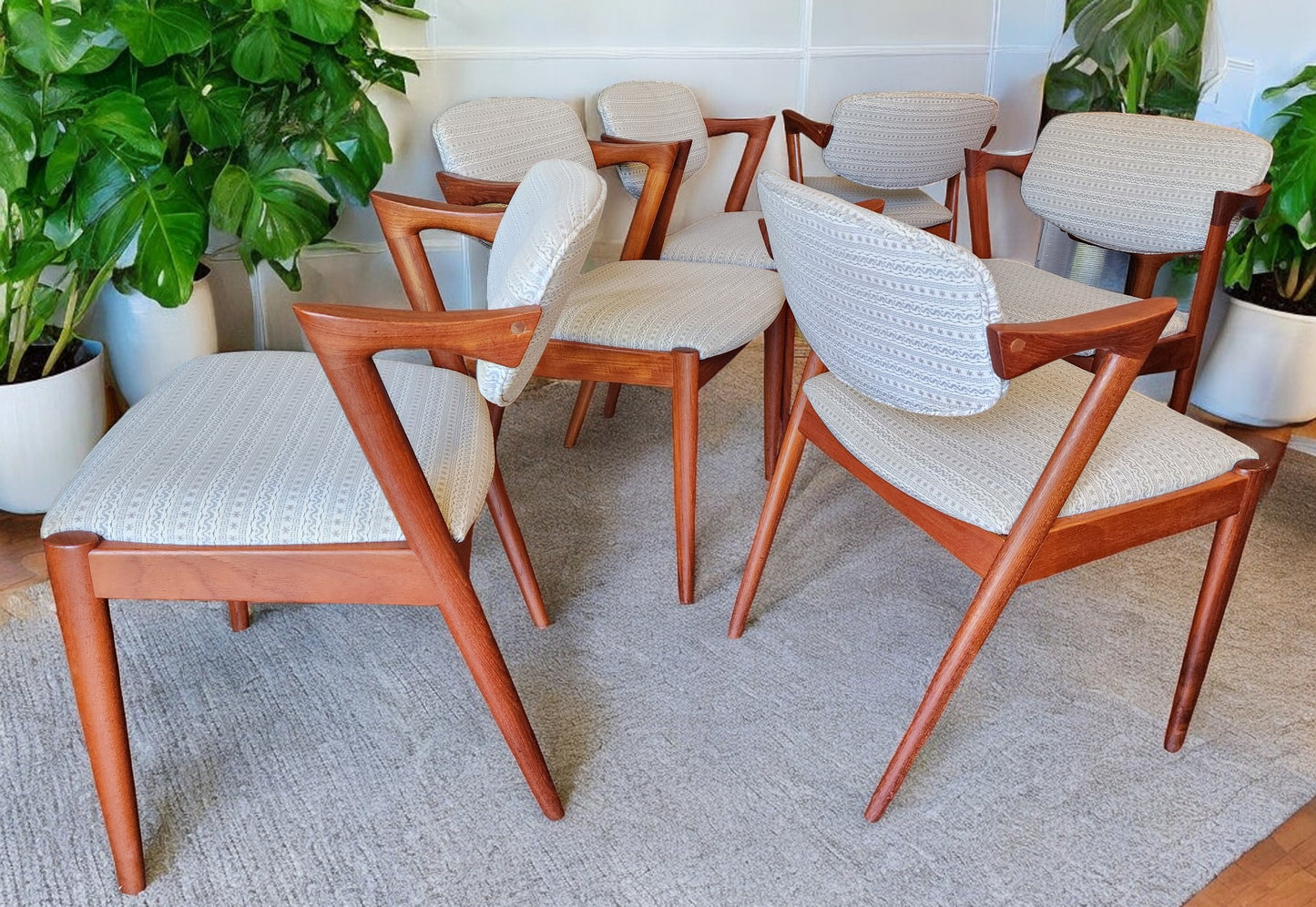 6 Danish Mid Century Modern Teak Chairs by Kai Kristiansen, Model 42