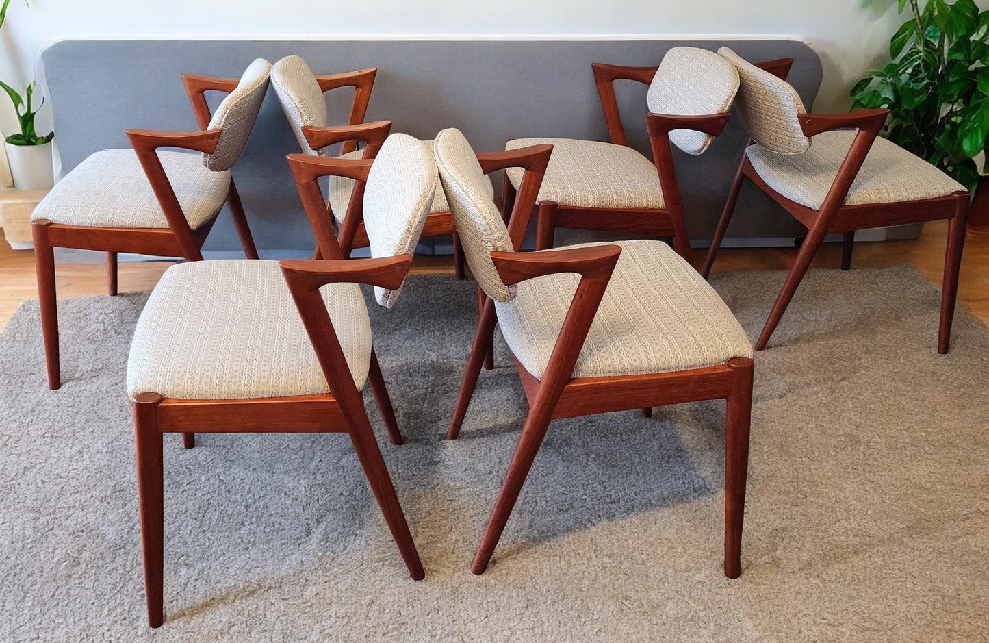 6 Danish Mid Century Modern Teak Chairs by Kai Kristiansen, Model 42