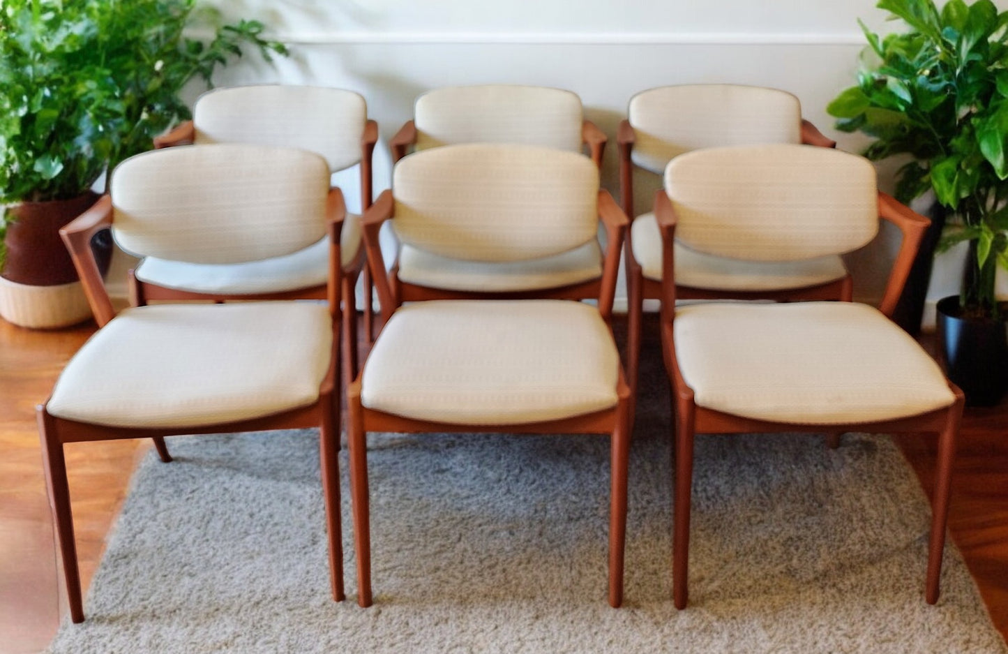 6 Danish Mid Century Modern Teak Chairs by Kai Kristiansen, Model 42