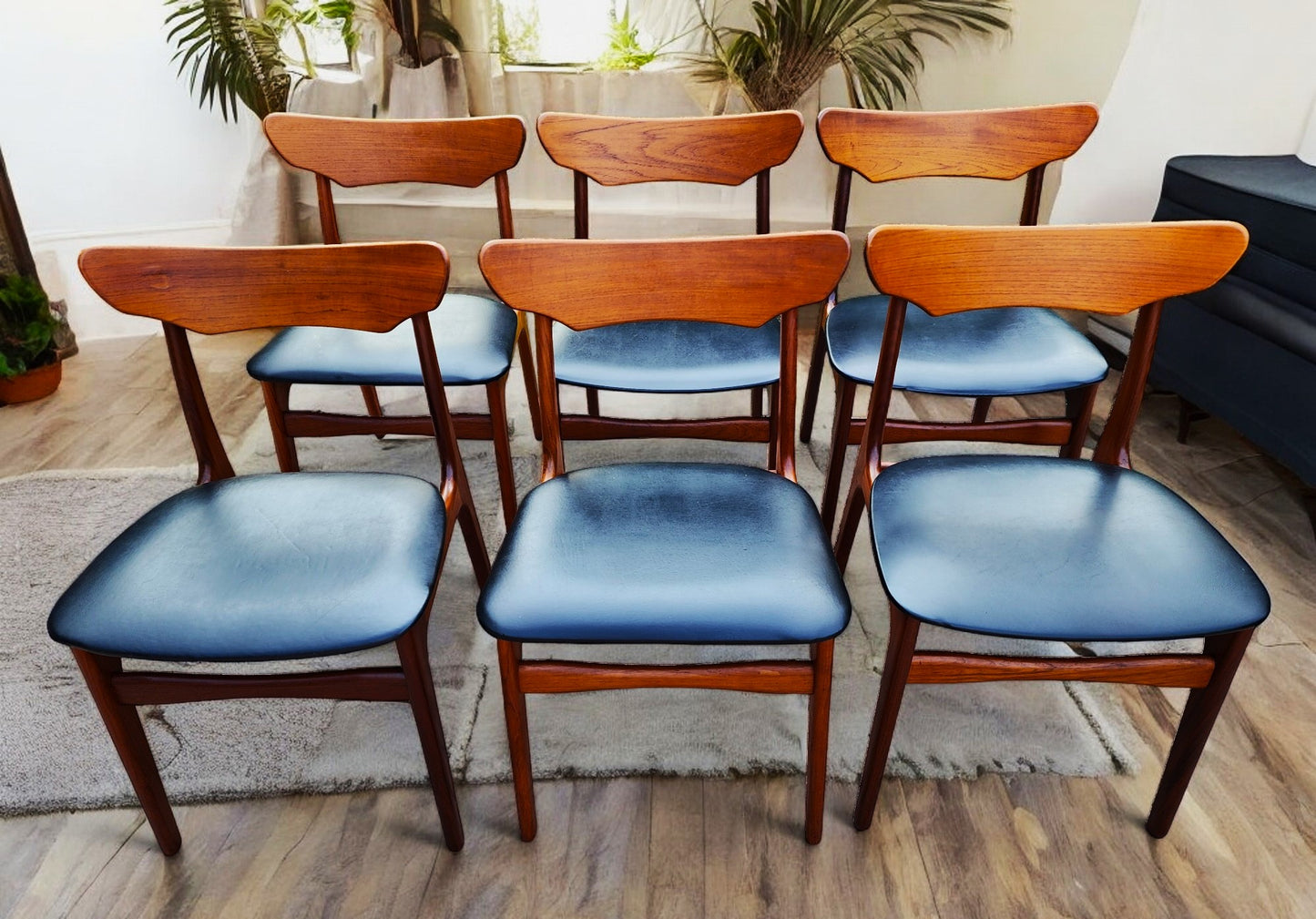 6 RESTORED Danish Mid Century Modern Teak Chairs by Schønning & Elgaard