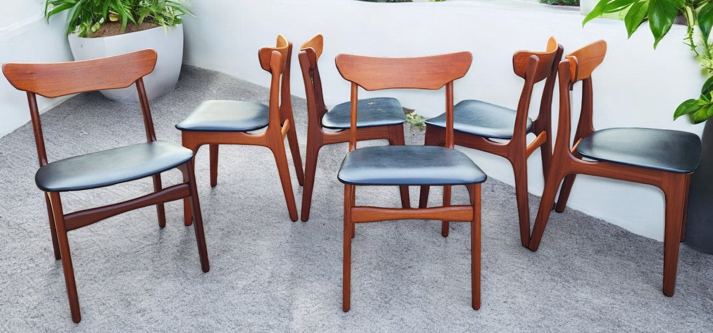 6 RESTORED Danish Mid Century Modern Teak Chairs by Schønning & Elgaard