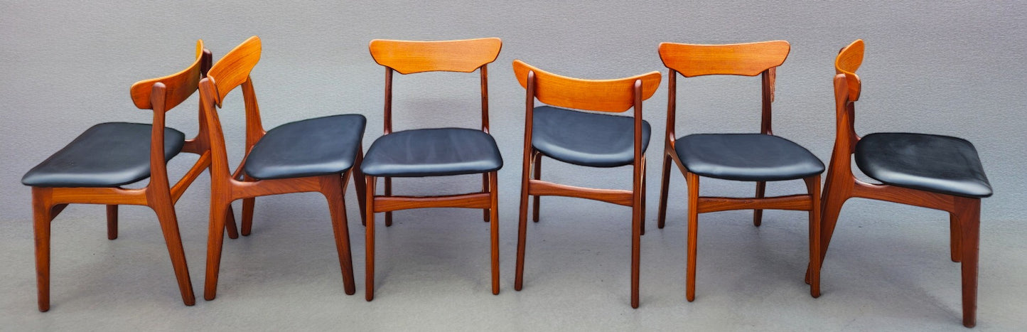 6 RESTORED REUPHOLSTERED Danish Mid Century Modern Teak Chairs by Schønning & Elgaard