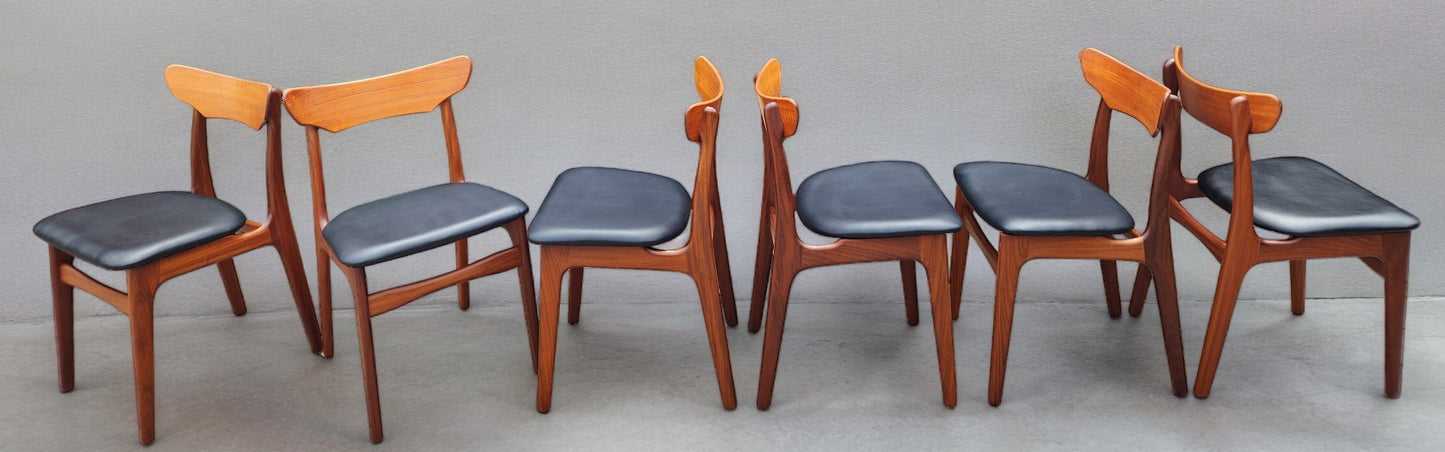 6 RESTORED REUPHOLSTERED Danish Mid Century Modern Teak Chairs by Schønning & Elgaard