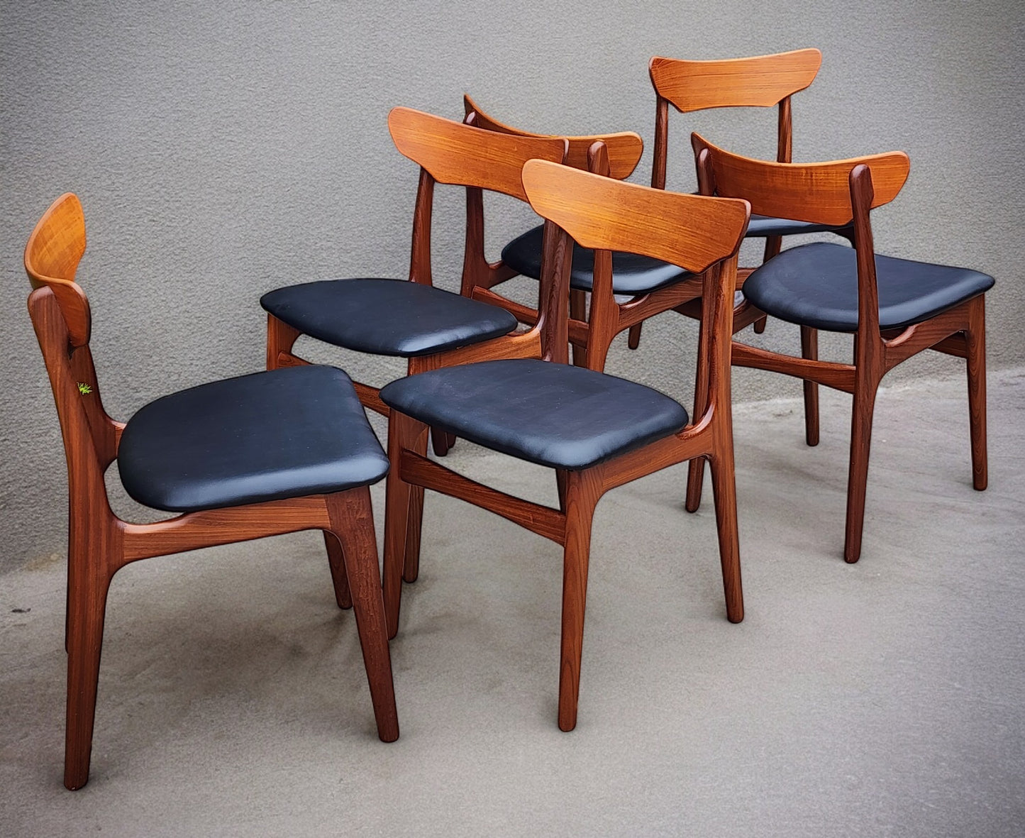 6 RESTORED REUPHOLSTERED Danish Mid Century Modern Teak Chairs by Schønning & Elgaard