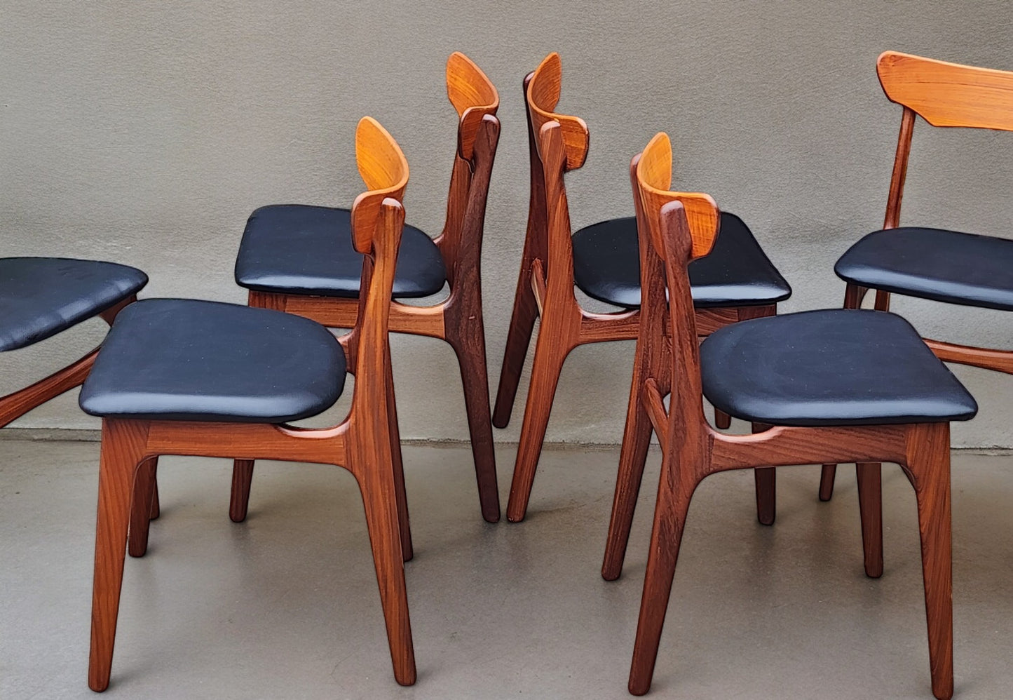 6 RESTORED REUPHOLSTERED Danish Mid Century Modern Teak Chairs by Schønning & Elgaard