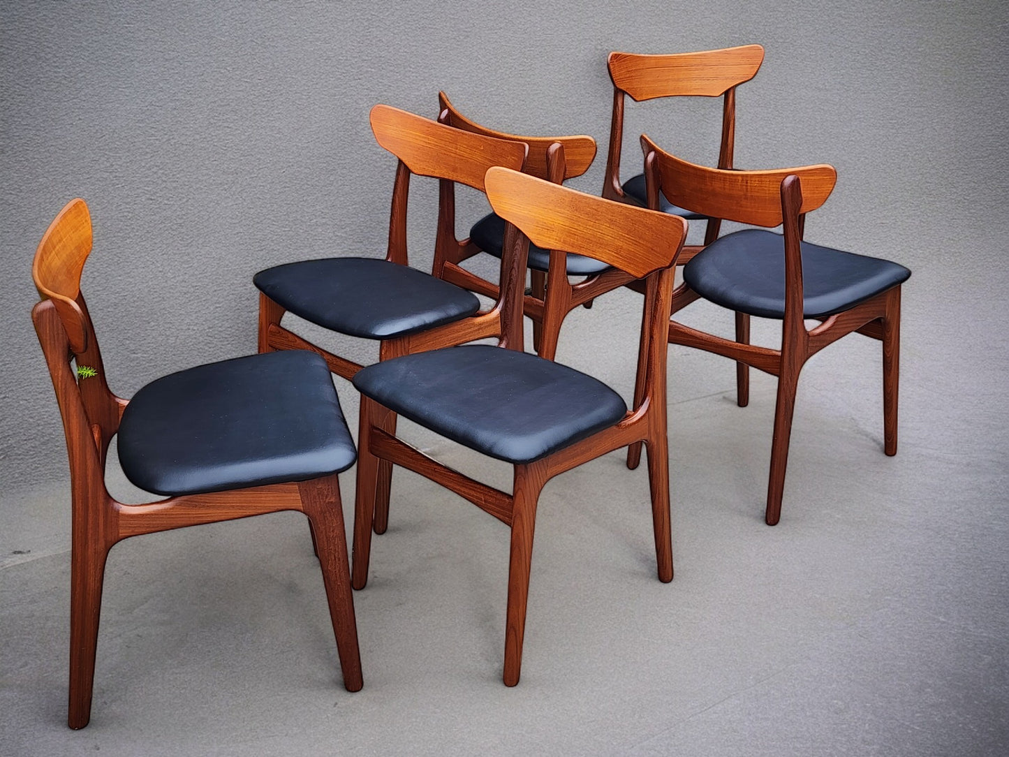 6 RESTORED REUPHOLSTERED Danish Mid Century Modern Teak Chairs by Schønning & Elgaard