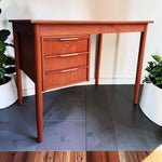 REFINISHED Danish Mid Century Modern Teak Desk Free-Standing 1