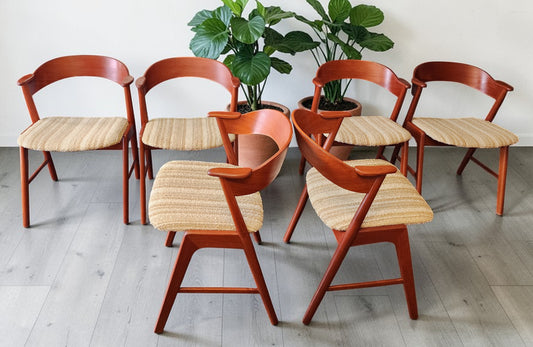 REFINISHED Danish MCM Teak Armchairs by Kai Kristiansen model 32