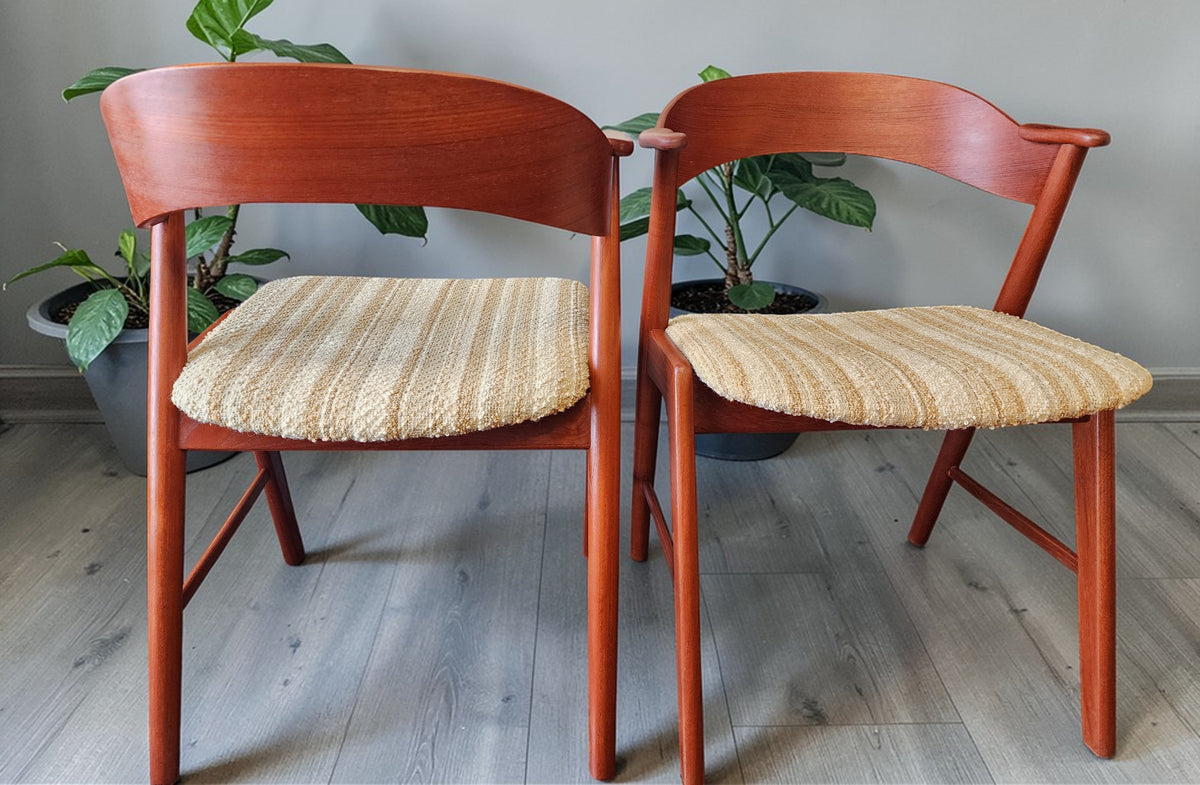 REFINISHED Danish MCM Teak Armchairs by Kai Kristiansen model 32
