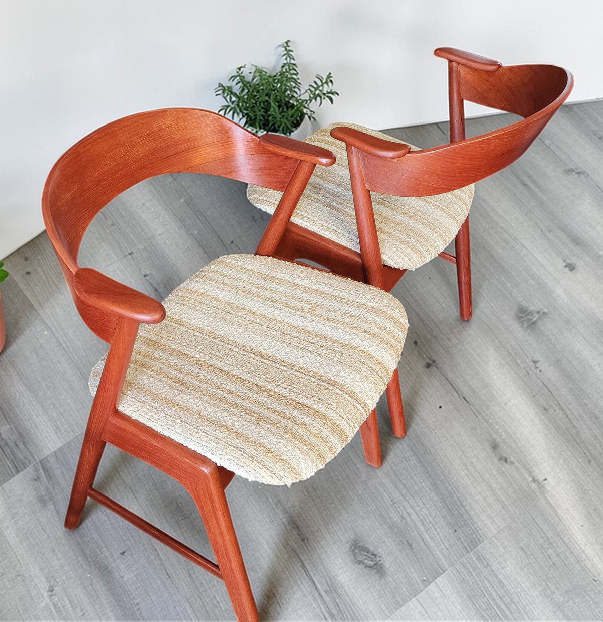 REFINISHED Danish MCM Teak Armchairs by Kai Kristiansen model 32