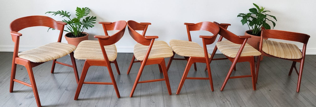 REFINISHED Danish MCM Teak Armchairs by Kai Kristiansen model 32