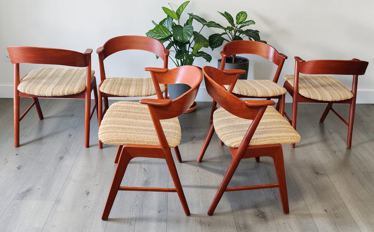 REFINISHED Danish MCM Teak Armchairs by Kai Kristiansen model 32